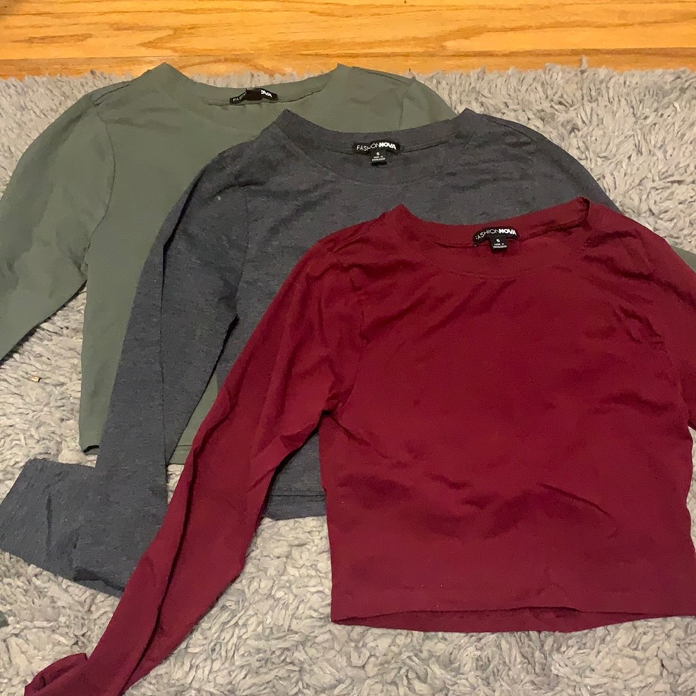 3 pack cropped long sleeve shirts